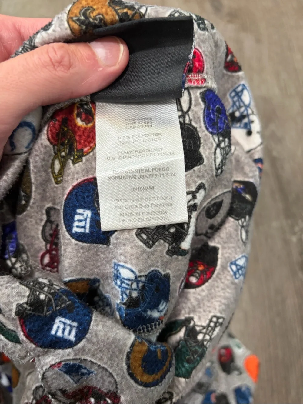 Boys Youth NFL Pajama Set Size 8/10 Grey Multi-Team Helmet Print Sleepwear (M)